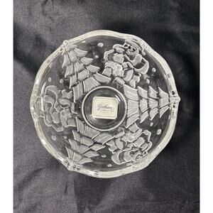 Gorham North Pole Express Small Round Crystal Bowl Christmas Tree & Santa